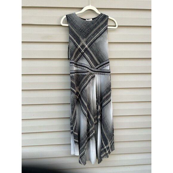 Fuzzi Jean Paul Gaultier $586 Mesh Stretch Weave Plaid Y2K Dress Large Wool Goth - Picture 1 of 7